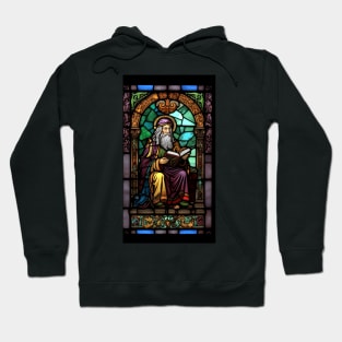 Stained Glass Style Wizzard Reading A Book Hoodie